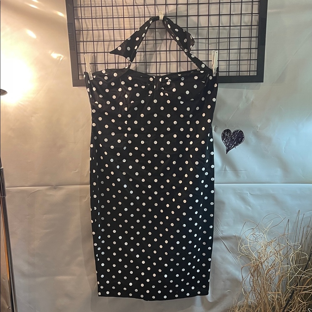 Deadly Dames - Black and White Polka Dot Halter Dress